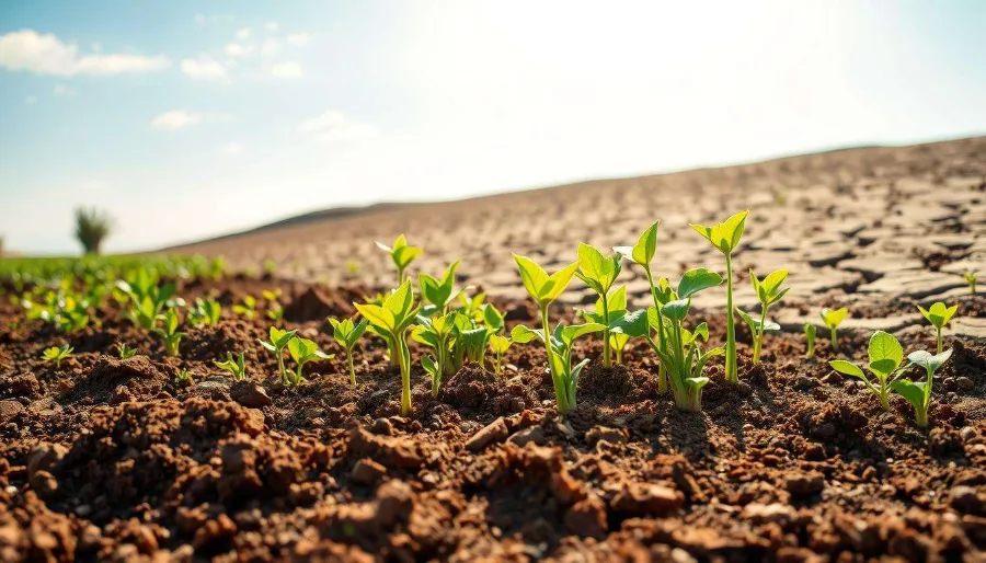 Jeunes pousses dans un champ cultivé