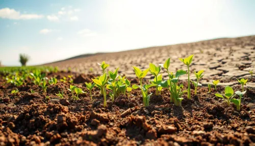 Jeunes pousses dans un champ cultivé
